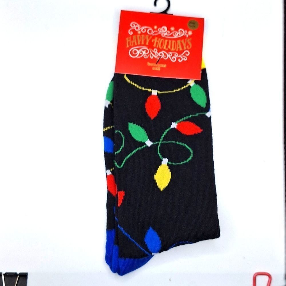 HOLIDAY Christmas LIGHTS CREW SOCKS UNISEX